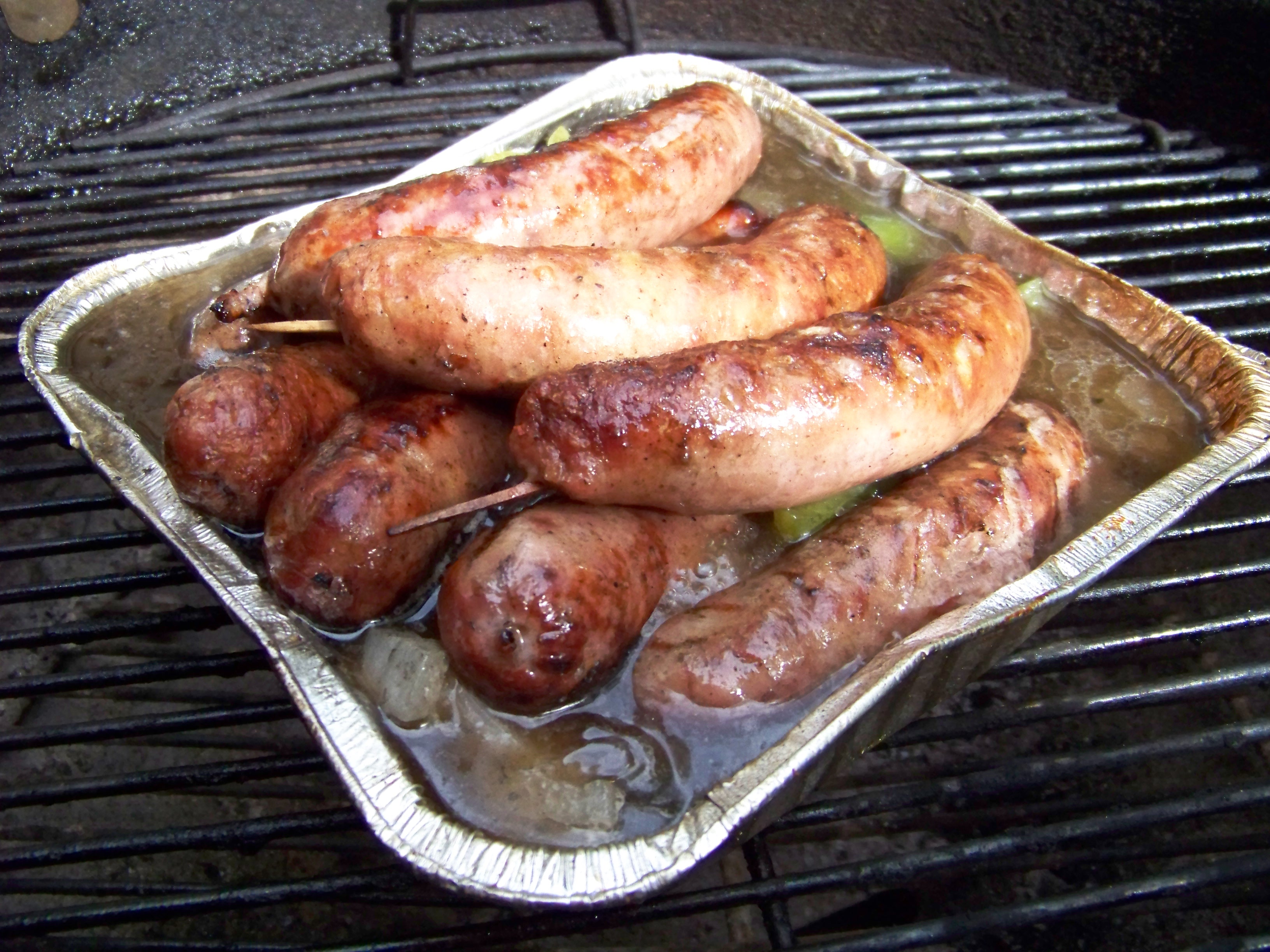 Grilled Bratwurst and Beer