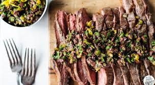 Grilled Flank Steak with Olive Herb Relish